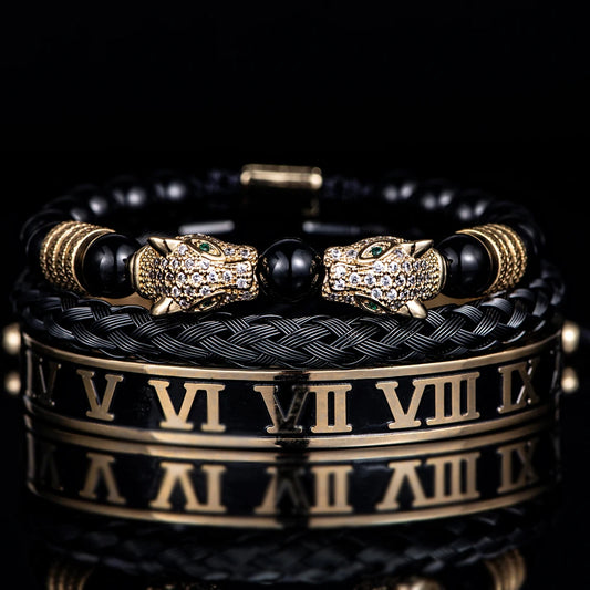 Double Leopard Roman Numeral Bracelet